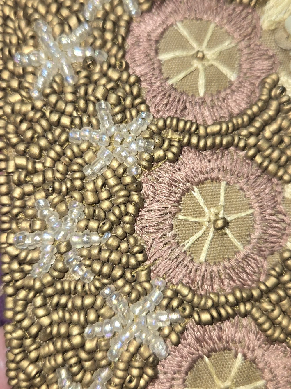 Vintage Art Deco UK Pat 151024 Embellished Beaded Sequin Handbag in Champagne